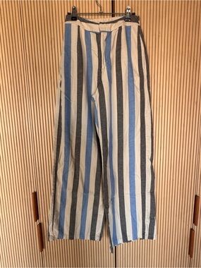 Zulu & Zephyr Blue, Gray and Cream Wide Leg Striped Pants